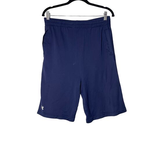 Under Armour Mens Basketball Workout Shorts Navy Blue Sz Medium Drawstring waist - Picture 1 of 6